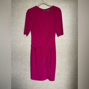 Ralph Lauren Fuchsia Knot-Detail Midi Dress